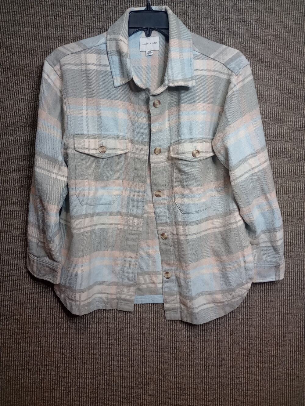 Women’s American Eagle Plaid Pastel Shacket M